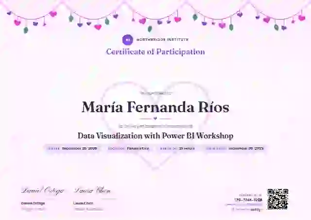 Heart Garland Violet webinar and workshop certificate template