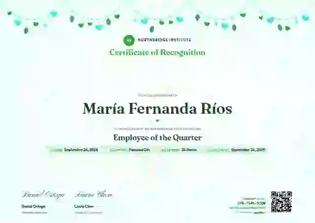 Heart Garland Meadow employee recognition certificate template
