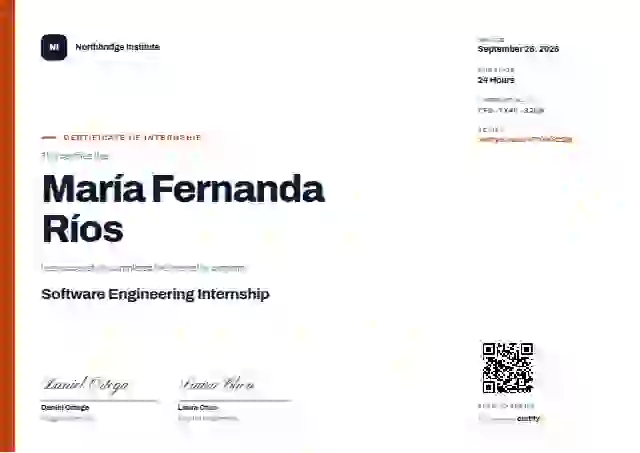 Modern Minimal Coral internship certificate template