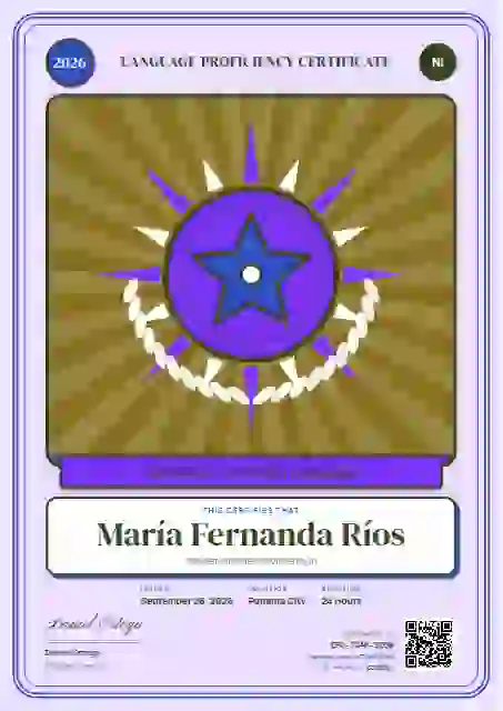 Loteria Card Sapphire language proficiency certificate template