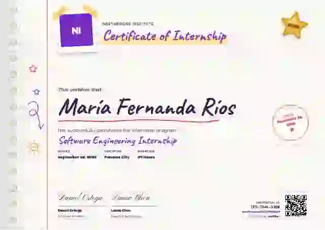 Notebook Page Amethyst internship certificate template
