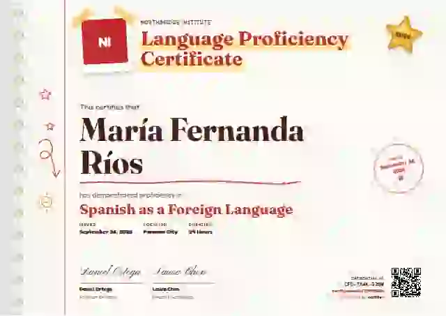Notebook Page Scarlet language proficiency certificate template