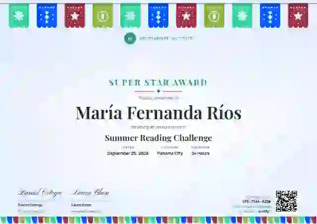 Papel Picado Seafoam school and kids certificate template