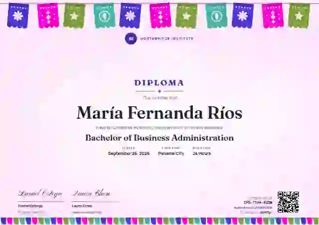 Papel Picado Violet academic diploma certificate template