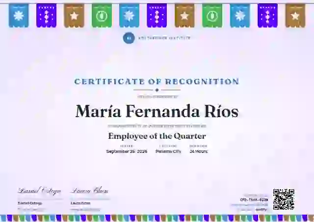 Papel Picado Azure employee recognition certificate template