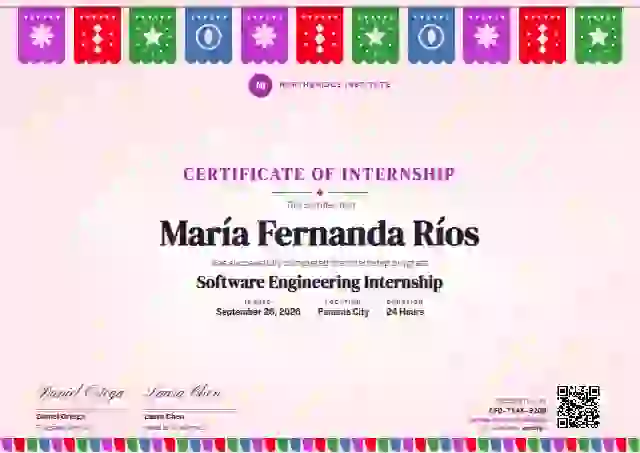 Papel Picado Fuchsia internship certificate template