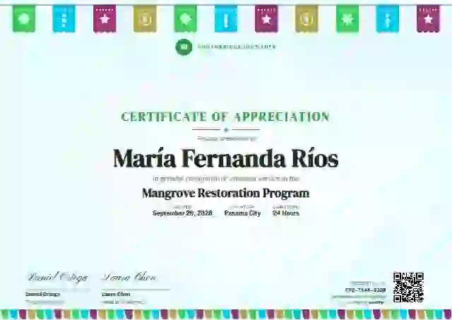 Papel Picado Soft Meadow volunteer appreciation certificate template