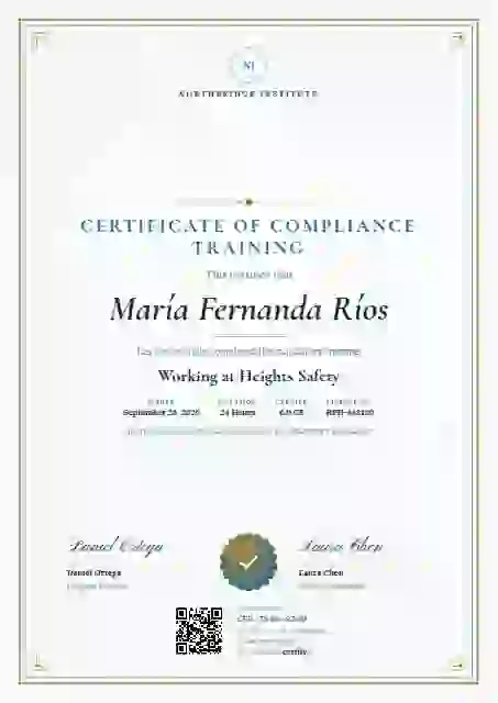 Portrait Classic Cerulean compliance and safety certificate template