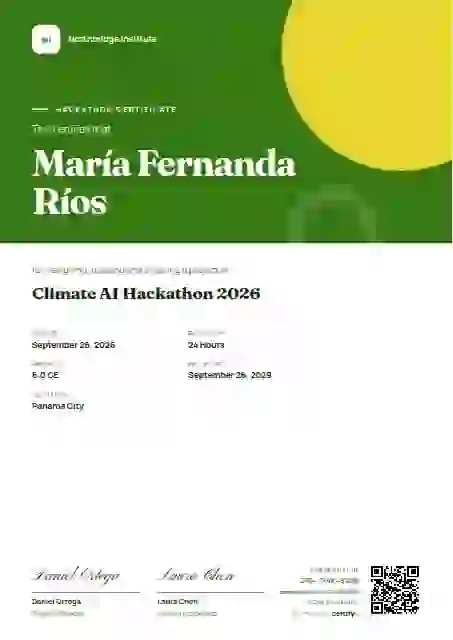 Portrait Modern Fern hackathon certificate template