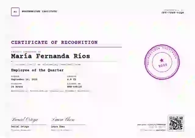 Rubber Stamp Orchid employee recognition certificate template