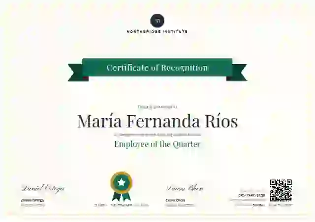 Ribbon Banner Emerald employee recognition certificate template