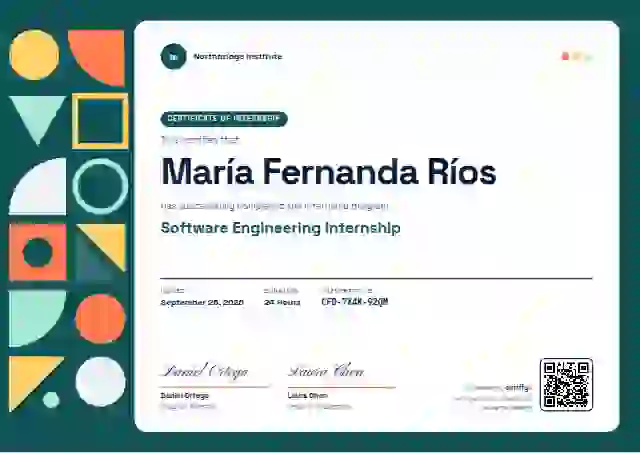 Geometric Teal internship certificate template