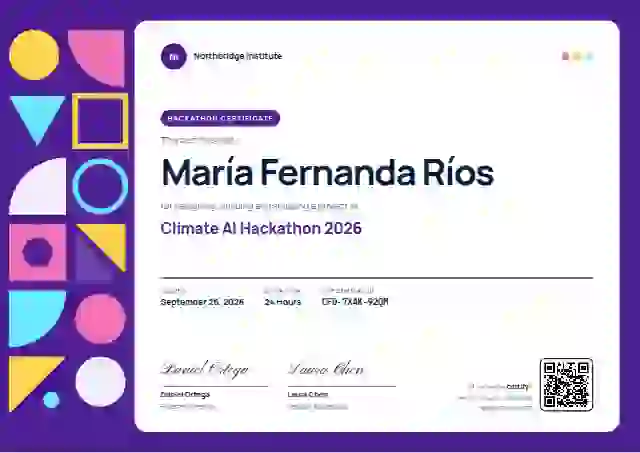Plantilla de certificado Geometric Violet de hackatón