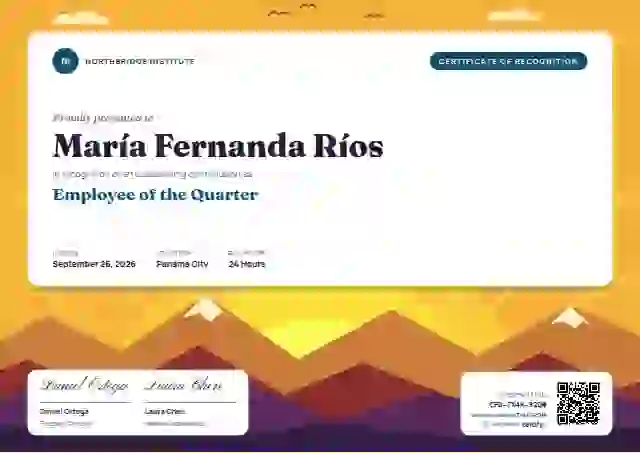 Sol Mural Cerulean employee recognition certificate template