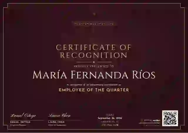 Art Deco Burgundy employee recognition certificate template